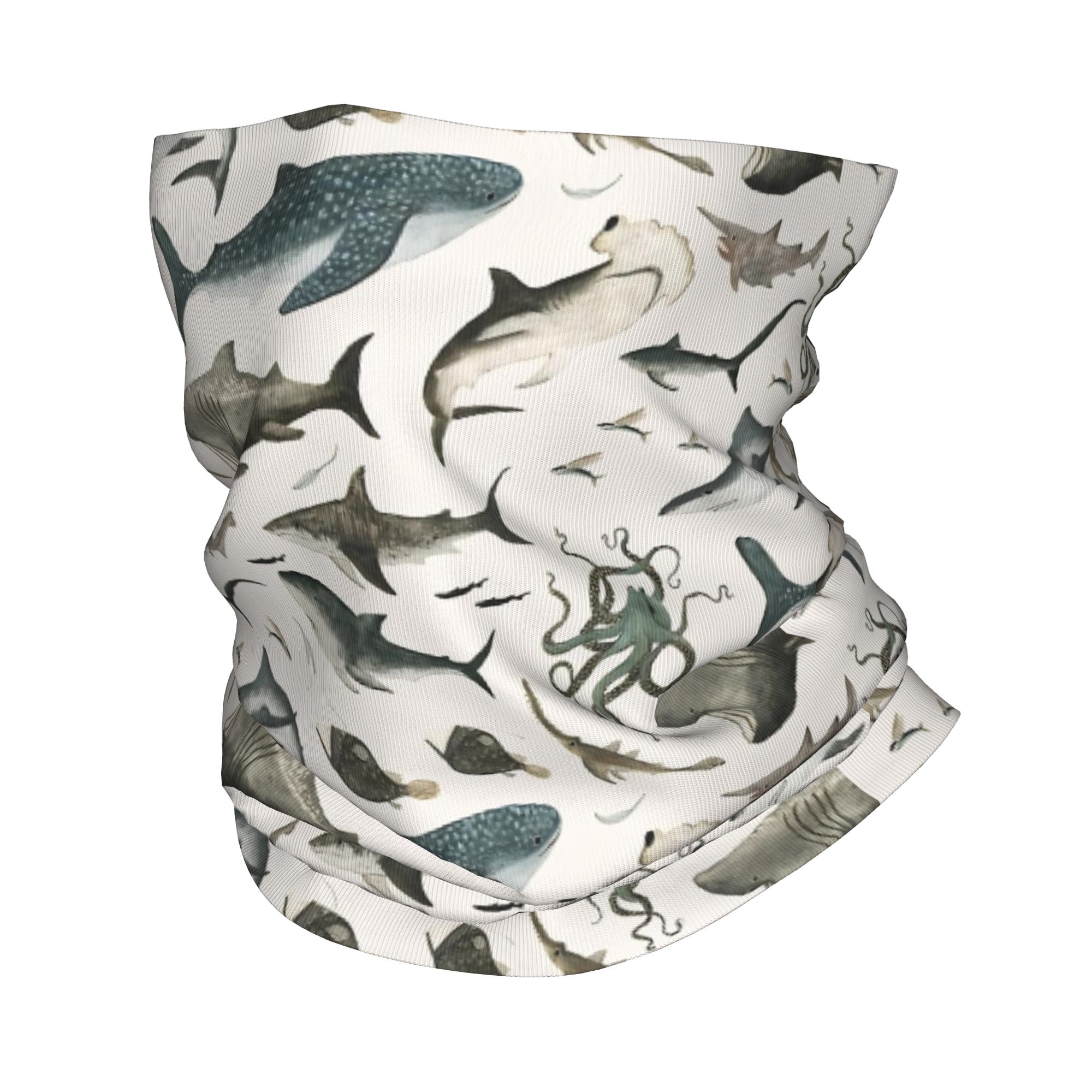 Neck Gaiter Face Cover - Sciarpa Bandana con Stampa Squali e